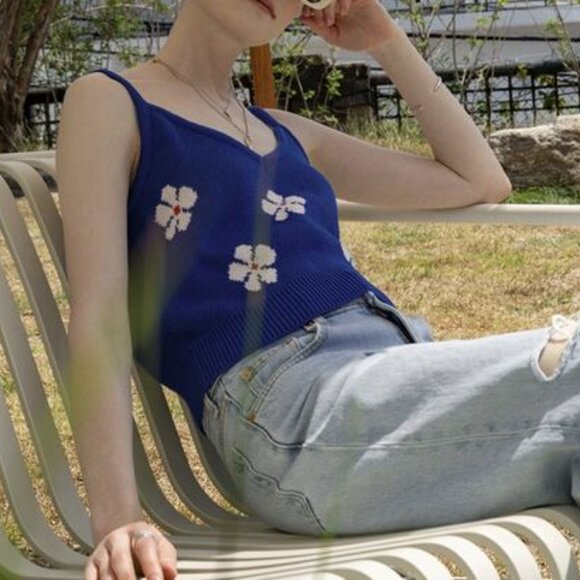 Siyazu Flower Patterns Sleeveless Street Style Plain Cotton tank top 2 c… - Picture 4 of 16